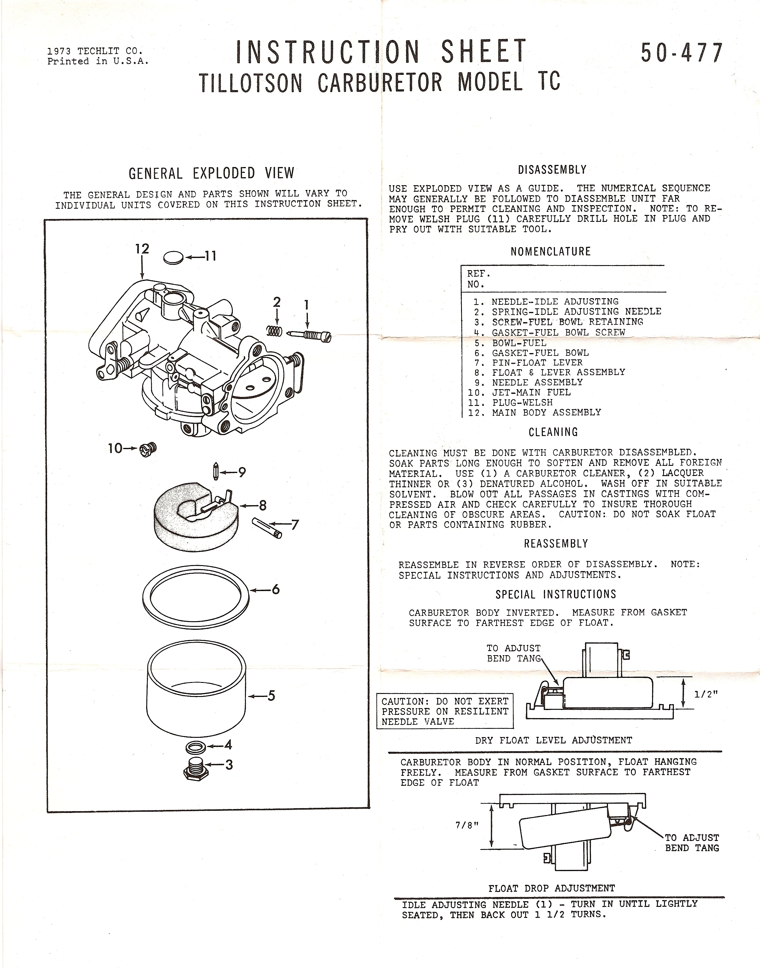 carburateur tillotson instruction page 2